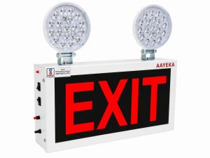 AAYEKA twin-head LED emergency light with exit sign